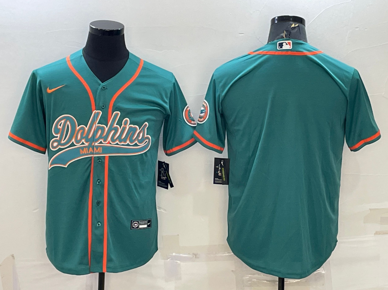 Men's Miami Dolphins ACTIVE PLAYER Custom Aqua With Patch Cool Base Stitched Baseball Jersey
